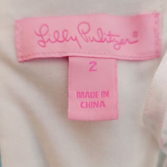 LILLY PULITZER Mini Dress Wave Jacquar Shorely Turqoise Blue Gold Strapless 2 - Picture 3 of 4